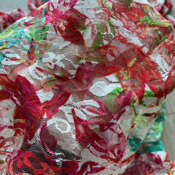 Susan Graver Tunic Top Small Colorful Floral Lace Blouse - Picture 11 of 13